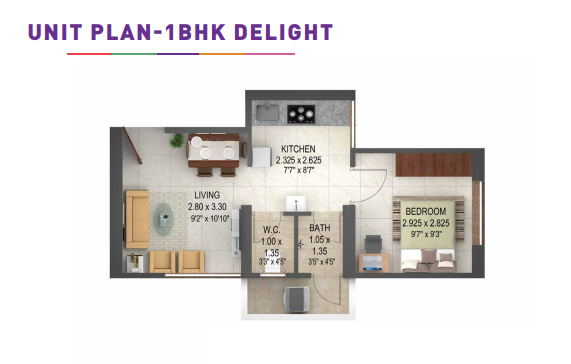 Puranik Unicorn Thane 1BHK Plan